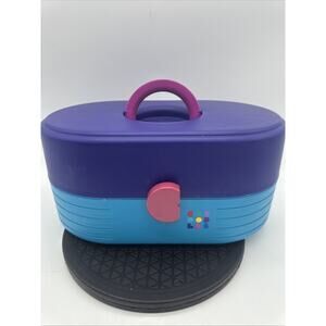 Vintage Teal Original Caboodles 3 Tier Makeup Storage Carrying Case With Mirror